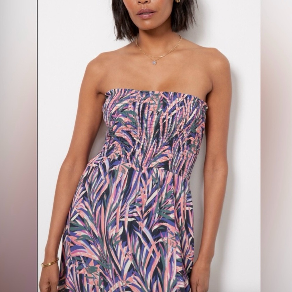 Evereve Hadley Strapless Maxi Dress Palm Print Size S - Picture 4 of 16